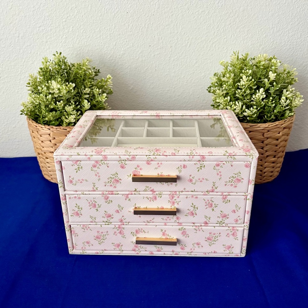 Floral 3 Tiered Jewelry Box
